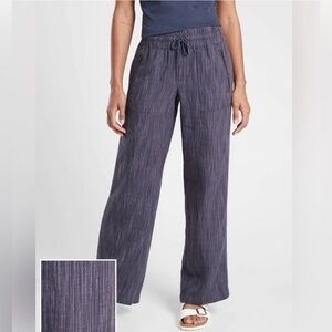 Athleta Cabo Linen Textured Wide Leg Pant NWT